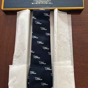 Brooks Brothers 346 Blue Tie with Aviation Pattern on original box